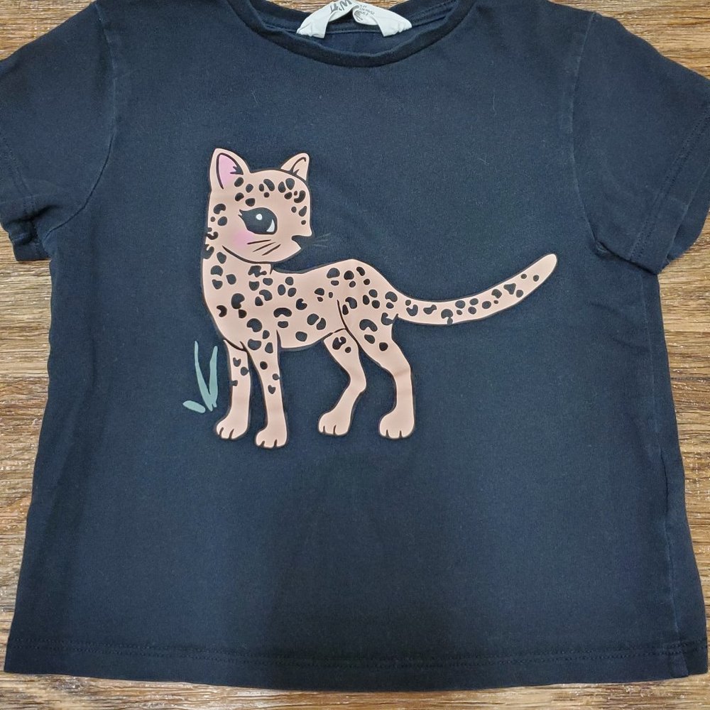 H&M Black 2T Girls Leopard Tee